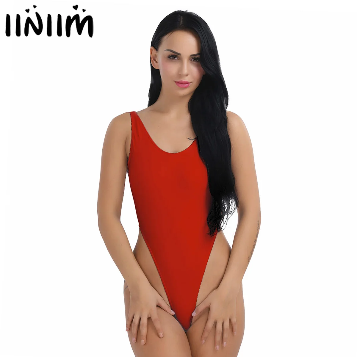 

iiniim Women Femme One-Piece Suits High Cut Backless Thong Summer Leotard Bathing Suits Bikini Bodycon Swimsuit Swimwear