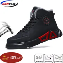 Роскошные Дизайнерские высокие водонепроницаемые рабочие ботинки со стальным носком; небьющиеся кроссовки; теплые зимние ботинки; Мужская обувь в байкерском стиле