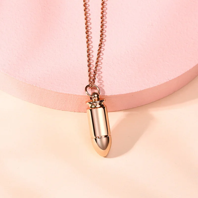 Rose Gold Bullet Necklace Women Pendant 