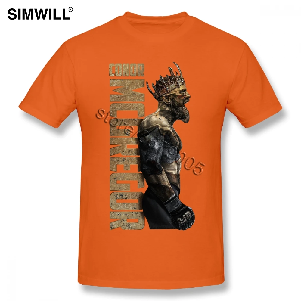 Король Конор Макгрегор пресловутая футболка мужские крутые хлопковые футболки с коротким рукавом Круглый вырез майка MMA размера плюс городские футболки - Цвет: Оранжевый