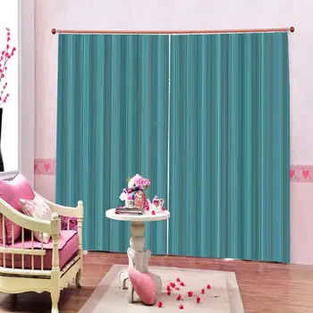 

Customized size Luxury Blackout 3D Window Curtains For Living Room blue curtain stripes curtains