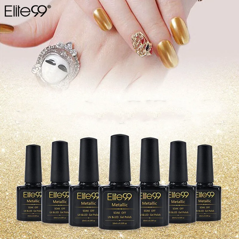 

Elite99 10ml Metallic Color Nail Gel Polish Varnish Lacquer Painting Drawing Gold Silver Mirror Glitter UV Gel Manicure
