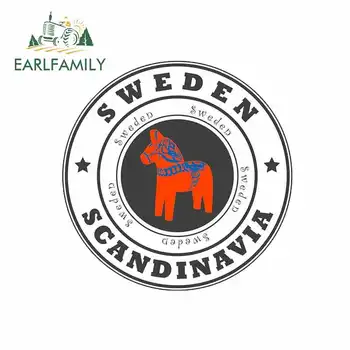 

EARLFAMILY 13cm x 12.9cm for Sweden Scandinavia Car Stickers Vinyl Sunscreen RV VAN JDM Car Accessories Graphics Anime Sign