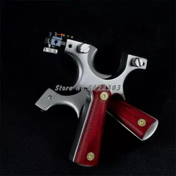 

Hunting Slingshot Stainless Steel Ejection Technology With Wooden Handle And Flat Rubber Band Outdoor Sling Shot 2020