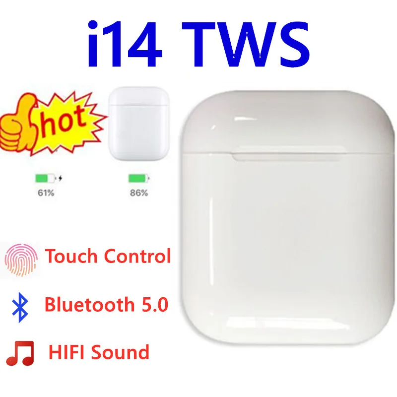 I14 TWS Оригинал I 14 Tws настоящие Беспроводные наушники 1:1 Bluetooth гарнитура Airpots для Iphone
