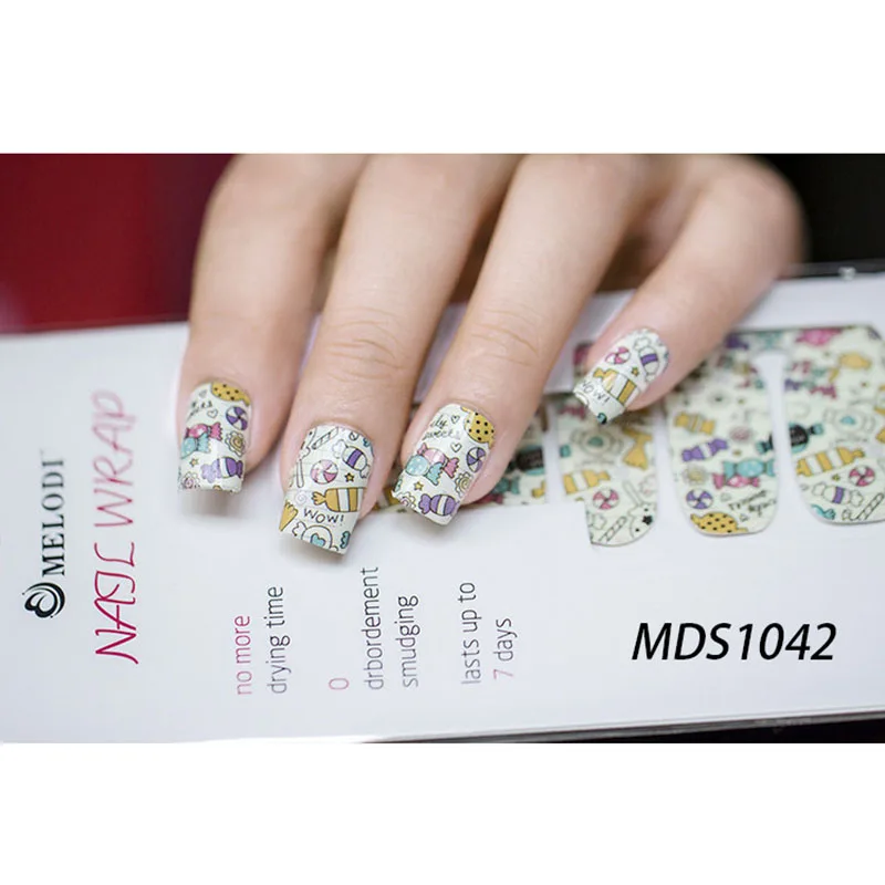 MDS1042 Леди KINDOM полоски лака для ногтей DIY водонепроницаемые обертывания ногтей милый мультфильм шаблон наклейки для ногтей Дизайн ногтей для женщин(MDS1031-1056 - Цвет: MDS1042