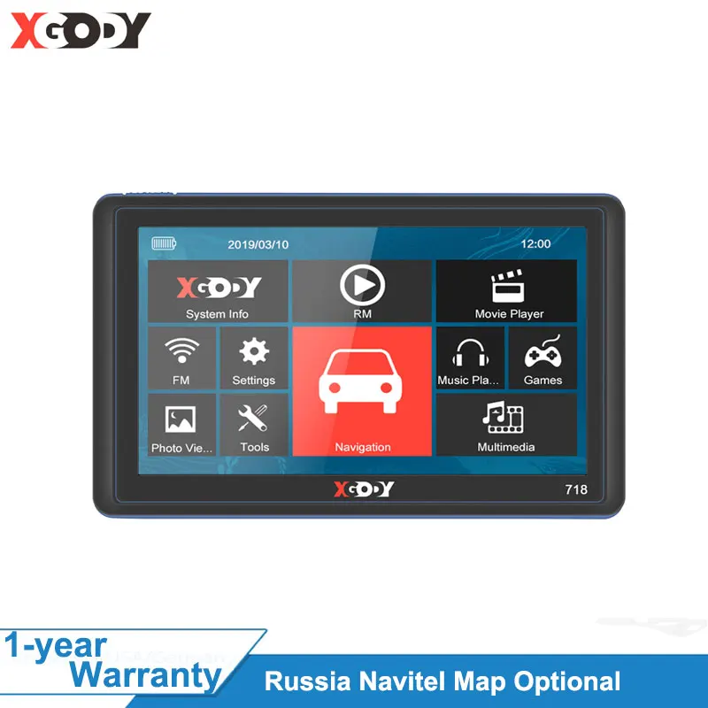 XGODY 718 7 дюймовый автомобильный GPS навигатор 128M + 8GB FM сенсорный экран спутниковый
