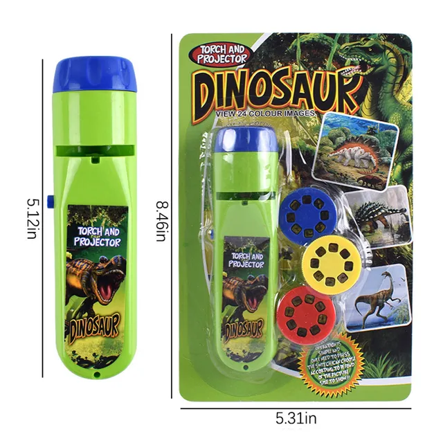 Projector Torch Kids Flashlight Story Book Early Educational Light-up Toys Sleep Light Preschool Fairy Tale Projection Lamp Gift Dinosaur