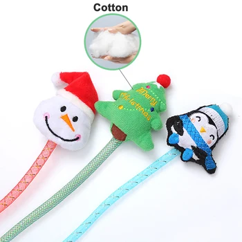 

Christmas Cartoon Pet Cat Teasing Toy Feather Stick Mouse Toy And Mini Bell Cat Catcher Teasing Stick Cat Interactive Toy