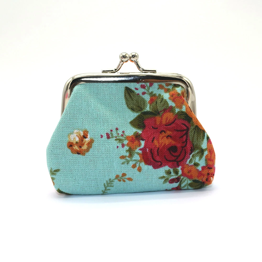 Vintage Women Coin Purse Mini Wallet Small Flower Printing Hasp Wallet Cotton Fabric
