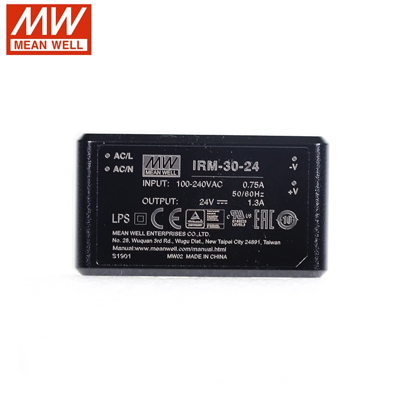 MEAN WELL IRM-30-24 30 Вт PCB сборка инкапсулированный силовой модуль 110 В/220 В переменного тока до 24 В постоянного тока 1.3A Meanwell тип модуля питания PSU