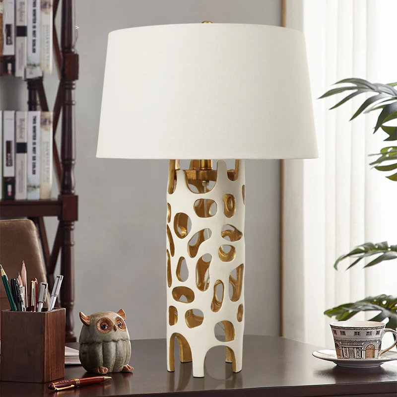 

70cm Resin Table Lamp Retro Engraving Irregular Hollow Table Lights Modern Home Decoration Table Lamps Bedroom lampe de chevet