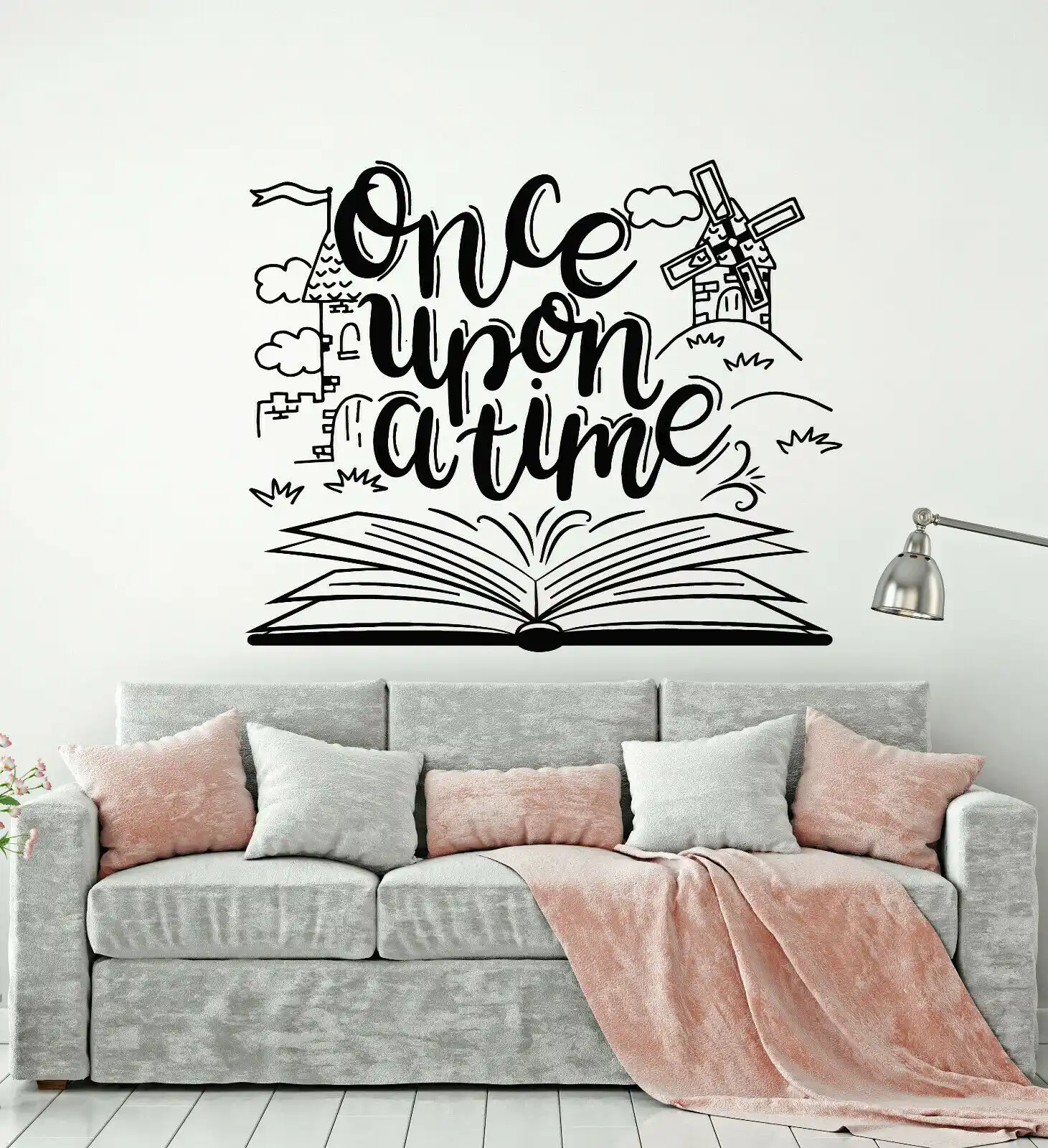 Wall Decal Once Upon A Time Tale Book Library Kids Reading Room