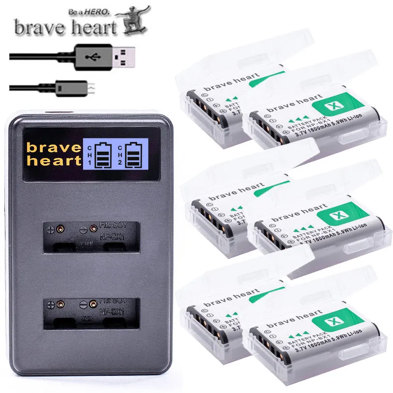 

6x bateria NPBX1 NP-BX1 NP BX1 Battery Packs + Dual USB Charger for Sony DSC RX1 RX100 AS100V M3 M2 HX300 HX400 HX50 HX60 GWP88