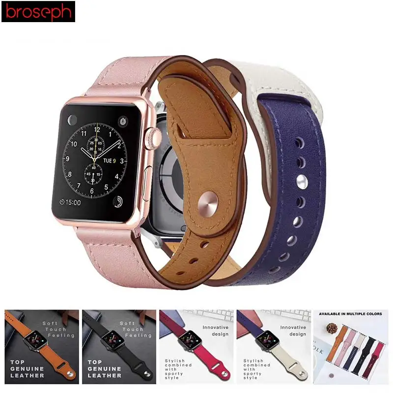 Ремешки для часов Apple Watch 4 Band 40 мм 44 мм кожаный ремешок для iWatch 3 2 1 42 мм 38 мм один тур Браслет для часов браслет