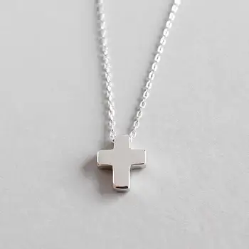 

925 Sterling Silver Cross Necklaces & Pendants For Women Simple Student Girl Fashion Jewelry 925-311