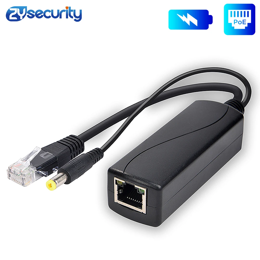 Divisor PoE de 10/100M con IEEE 802.3af/at estándar y salida de 12V 2A y entrada de 42,5-57V 0.65A 30W de potencia sobre Ethernet para cámara IP