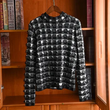 

2020 Spring Fashion women's brand new high quality plaid Crewneck sweater Tops B630