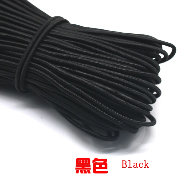 5 м/лот 24 цвета высокого качества; 3 мм цветной круглая эластичная повязка резиновая эластичная ювелирные изделия из веревки плетеный браслет на открытом воздухе веревка E-2 - Цвет: Black