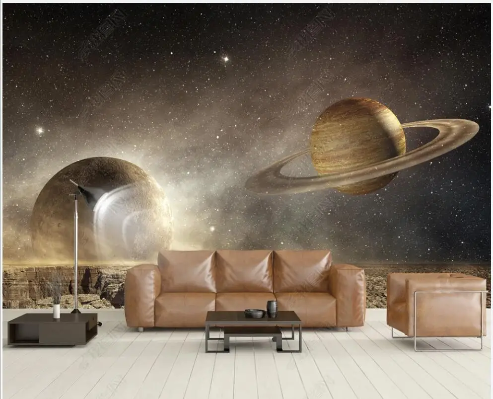 

3d фотообои для стен в рулонах, Настенная роспись, научная фантастика, Вселенная, планета, звездное небо, гостиная, домашний декор, настенная бумага