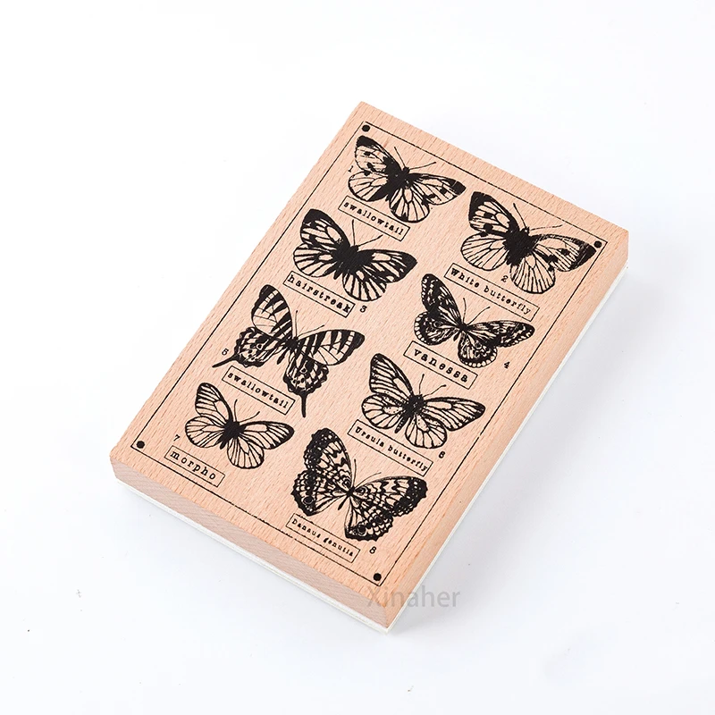 Retro butterfly plant background stamp DIY wooden rubber stamps for scrapbooking stationery scrapbooking standard stamp