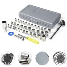 

40-Piece Ratchet Wrench Socket Tool Set METRIC/SAE 1/4\"&3/8\" Drive With Case Reversible Ratchet Handle Extension Bar