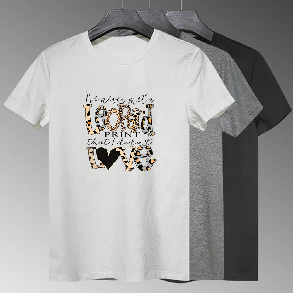 

Modern Girl Streetwear Punk New T-shirt Female Leopard Print LOVE Fashion Fine T Shirt Mom Boss Round Neck Multicolor Tshirt