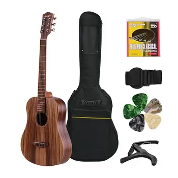 

Acoustic Guitar 34 Inch Teakwood Material Guitar with Gig Bag Strap Spare Strings Capo Picks Guitars Kit for Beginners