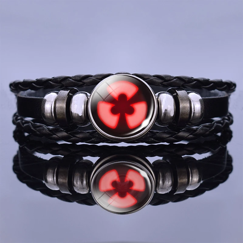 Черный кожаный браслет браслеты Фея Браслет с хвостом логотип Гильды стеклянные кабошоны "Аниме" ювелирные изделия подарок для Аниме Косплей Подарки для влюбленных - Окраска металла: 7