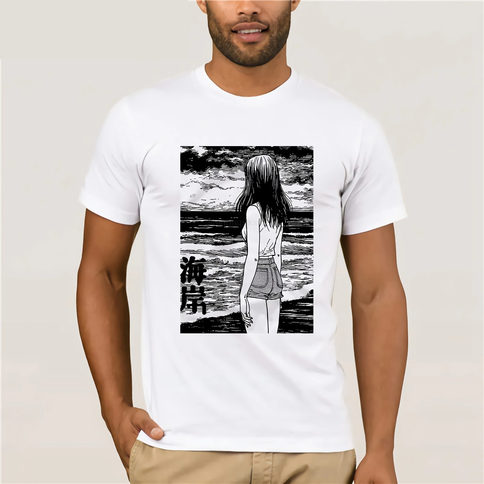 Uzumaki Custom T Shirts Japan Sea Horror Manga Tshirt Junji Ito Tees Anime Adult Round Neck Cotton | Мужская одежда