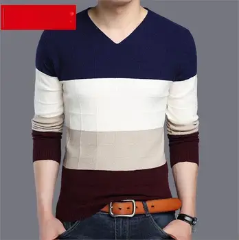 

OLOEY 2019 New Fashion Brand Sweater Mens Pullover splice Slim Fit Jumpers Knitred Woolen Autumn Korean Style Casual Men Clothes