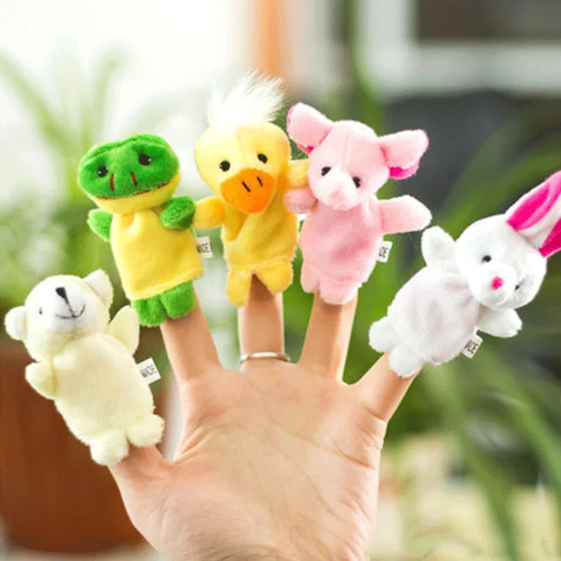 US Family Finger Puppets Cloth Doll Baby Educational Hand Cartoon Animal Toy Set 3