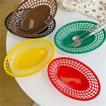

INS Simple Solid Color Plastic Storage Basket Fruit Basket Dish Vegetables Wobble bei europfine Small Basket Photographic Prop