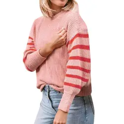 Женский свитер, Модный зимний свитер в полоску, Однотонный свитер, женская верхняя одежда