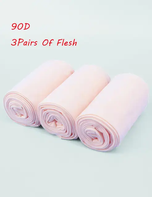 90D Girls Dance Ballet Tights Professional Ballet Stockings Woman Thicken White Dance Pantyhose Velvet Tights 3 Pairs Flesh