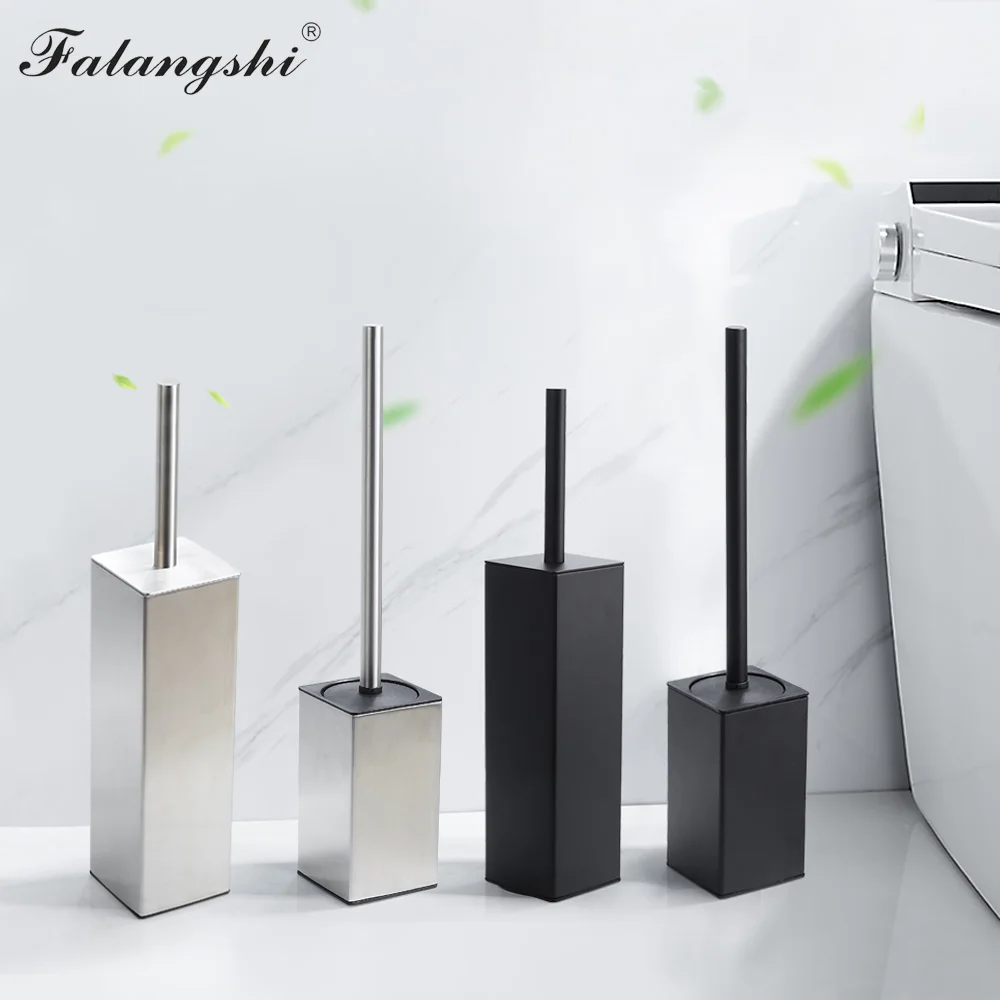 BathroomToiletBrushHolderSetBlackSquareCleanToolDurable