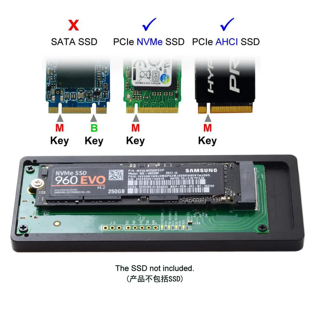 Thunderbolt 3 USB4 для PCI Express PCI-E до 80 мм NVME NGFF M-key AHCI SSD корпус картриджа