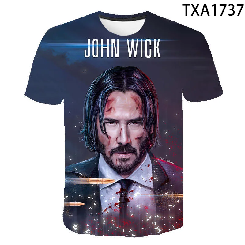 Лето 2020 футболка с 3D-принтом John Wick для мужчин женщин и детей крутая короткими