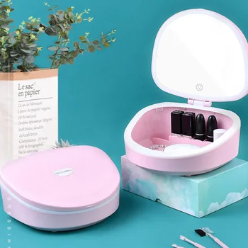 

Integrated Makeup Mirror Storage Box Beauty Box LED Light Cosmetic Storage Box Lipstick Nail Polish Finisher Eye Makeup Tray