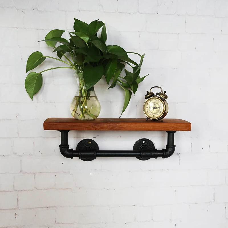

Retro Iron Solid Wood Wall Shelves Partition Industrial Wind Wall Hanging Shelf Kitchen Storage Rack Bathroom Kithchen Shelf