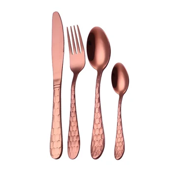

Quality Gold Rainbow Black Cutlery Set Stainless Steel Dinnerware Tableware Silverware Sets Dinner Knife And Fork Set Rose Gold