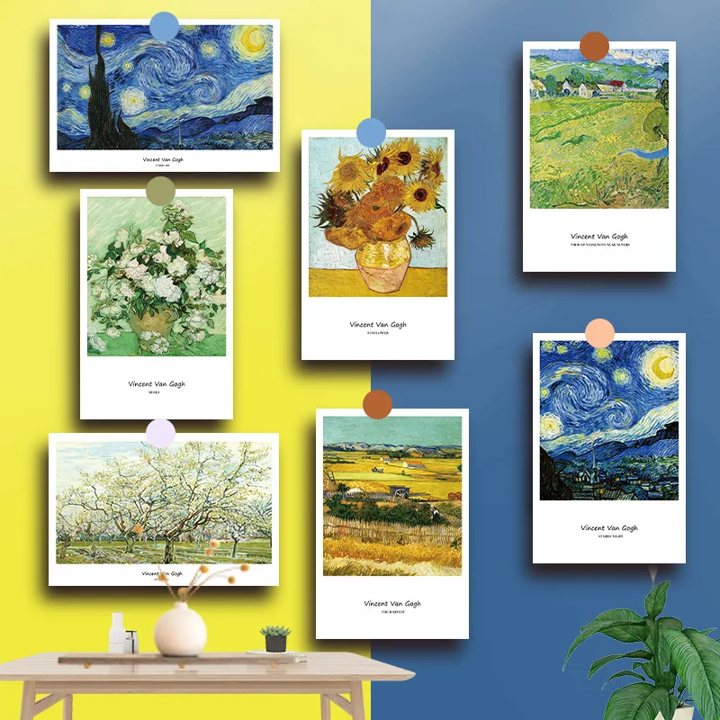 15 Pieces/set Decorative Cards Matisse Van Gogh Oil Painting Cards Student Stationery Stickers Artists Greeting Cards Postcards