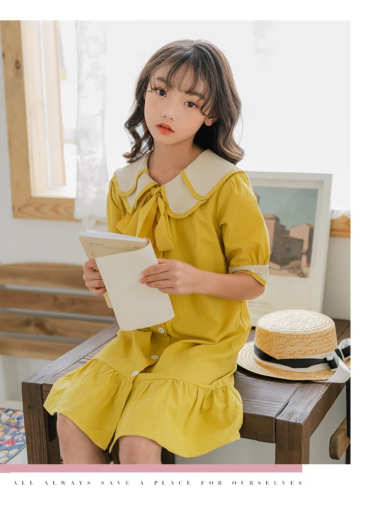 Fashion Girl Summer Clothes Children Dress 2020 New 100% Cotton Big Girls Dresses Kids School Ruffles Teen Baby Princess Dress (16)