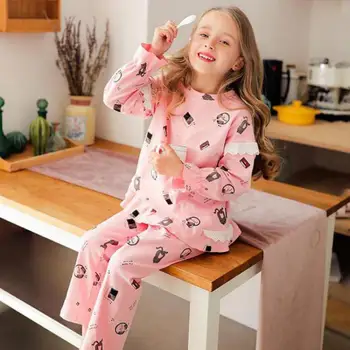 

2 Pcs Sets Children's Pajamas Cotton Girl's Long Sleeve Home Clothes Set Spring Little Girl Lace Princess Pajama Set Kids