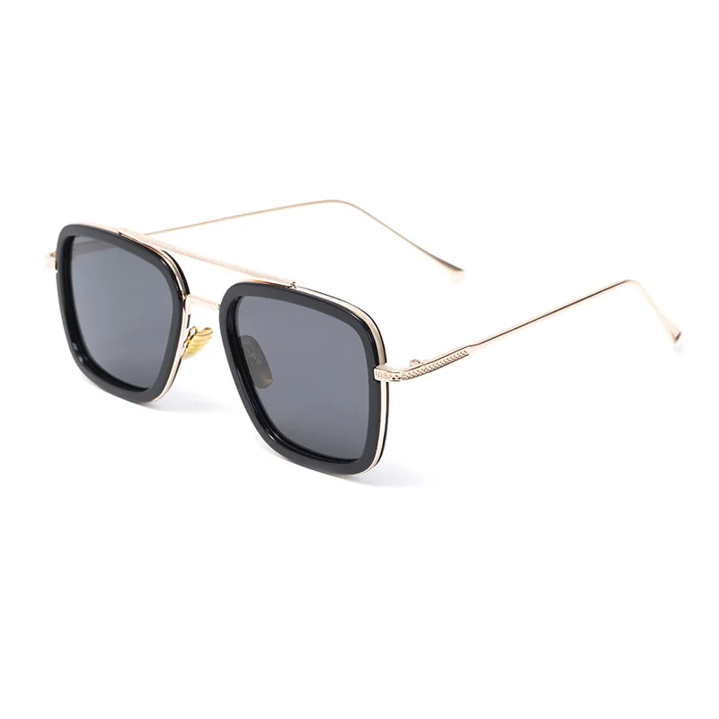 Lentes Tony Stark поляризованные солнцезащитные очки мужские градиентные брендовые дизайнерские ретро винтажные квадратные железные мужские очки 66218-1