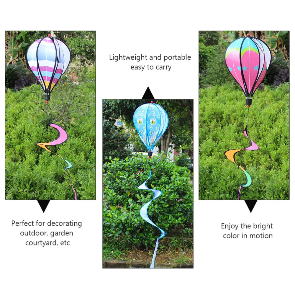 1Pc Rainbow Hot Air Balloon Wind Spinner Rotating Sequins Windmill Wind