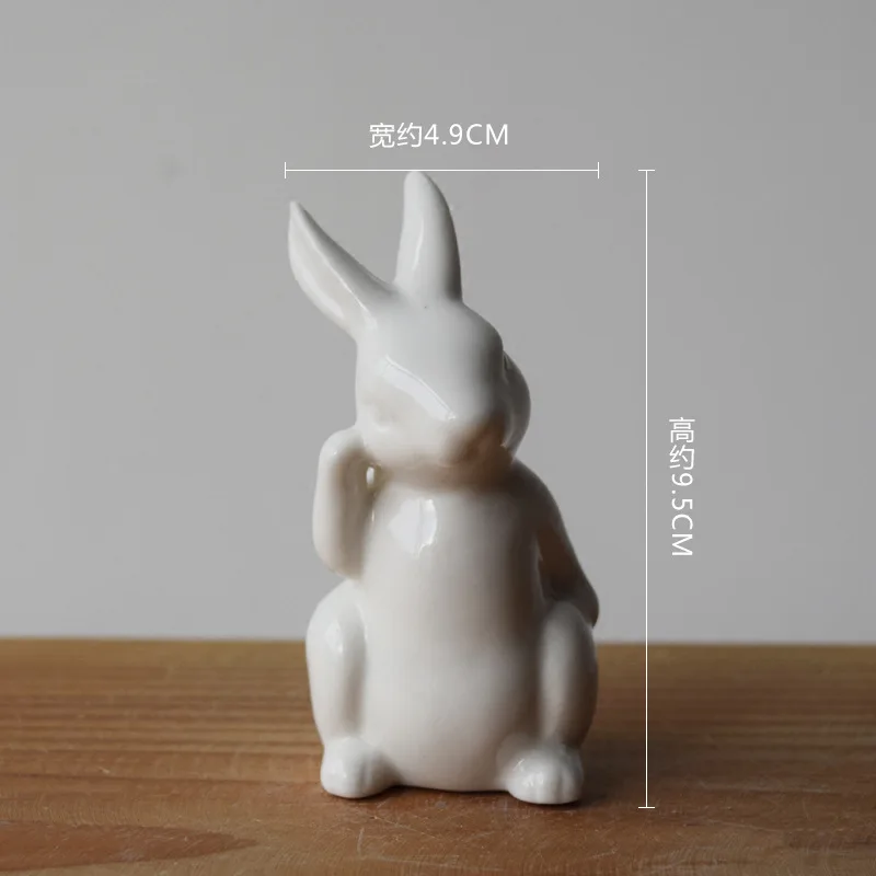 Керамические милые чисто белые статуэтки кролика фарфоровые настольные украшения для дома китайский подарок современная статуя ручной работы DHYY05