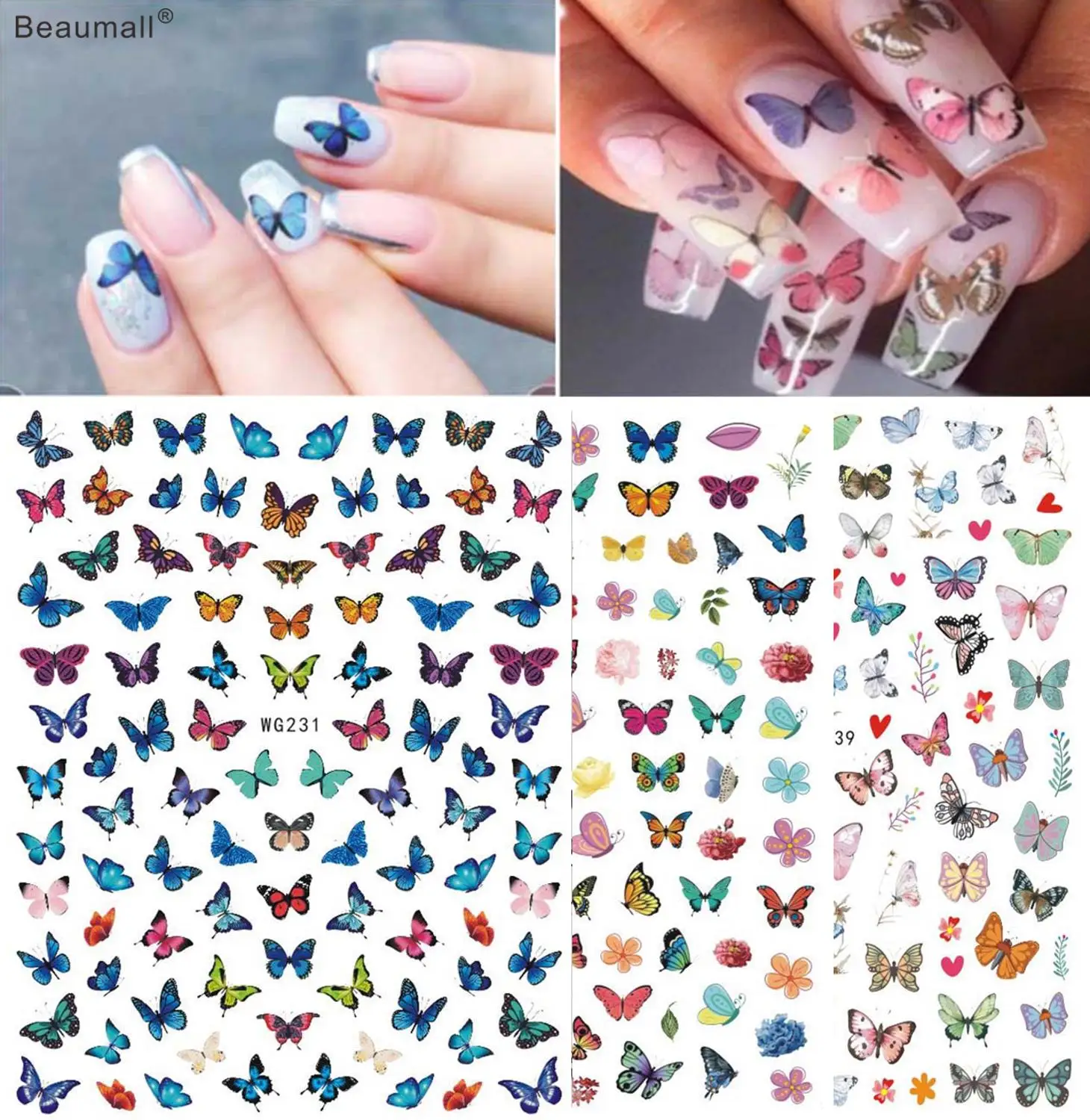 Best Offers Elegant Butterfly Nails Art Manicure Back Glue Decal Decorations Nail Sticker For Nails mlKzRxbJd