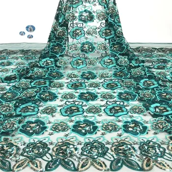 

African Sequins Lace Fabric 2019 Embroidered Lace Nigerian Laces Fabric High Quality French Tulle Lace Fabric For Women xb82-475