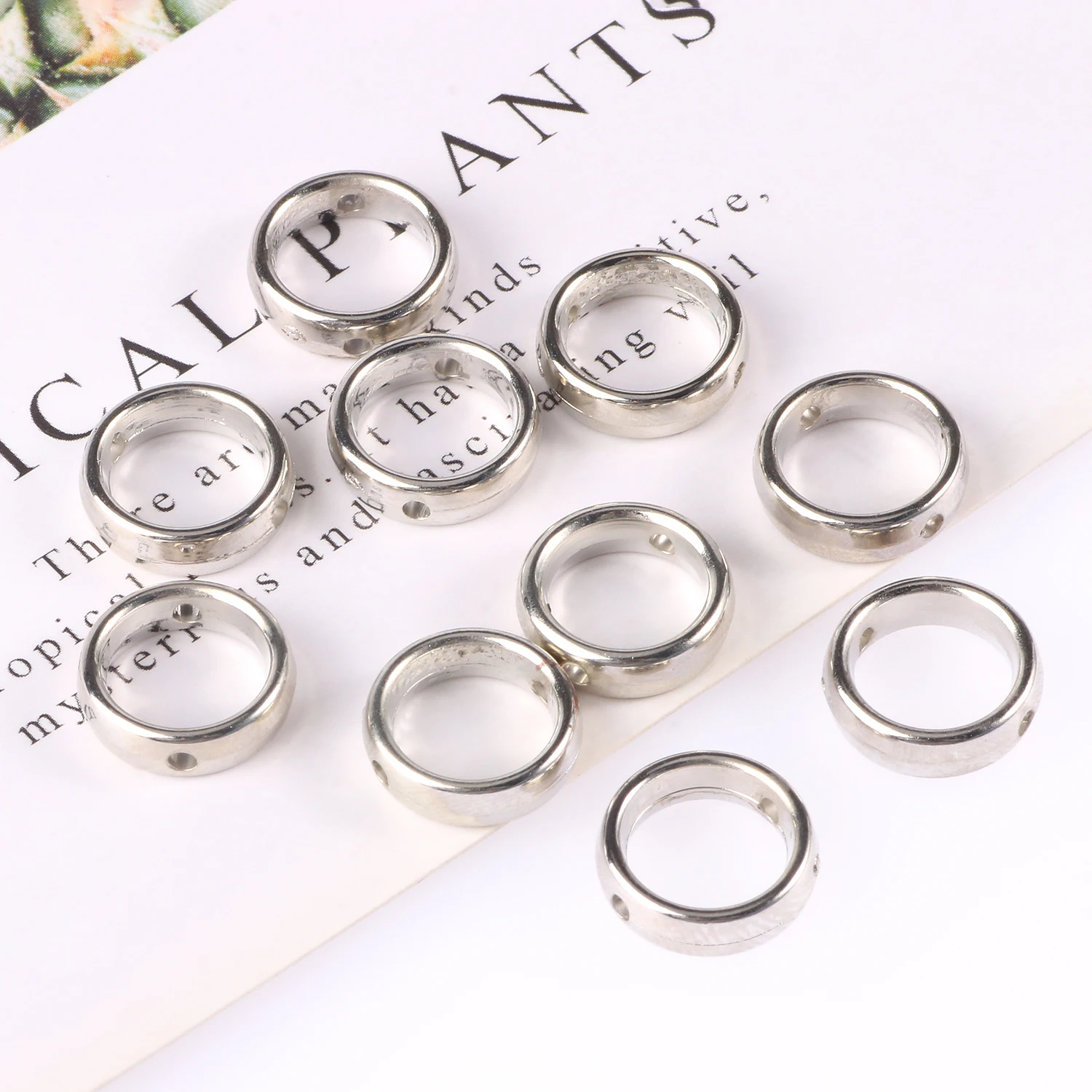 

12mm 50pcs Double Hole Ring Spacer CCB Beads Circle Jump Rings Connectors DIY Earrings Pendants For Jewelry Making Accessories